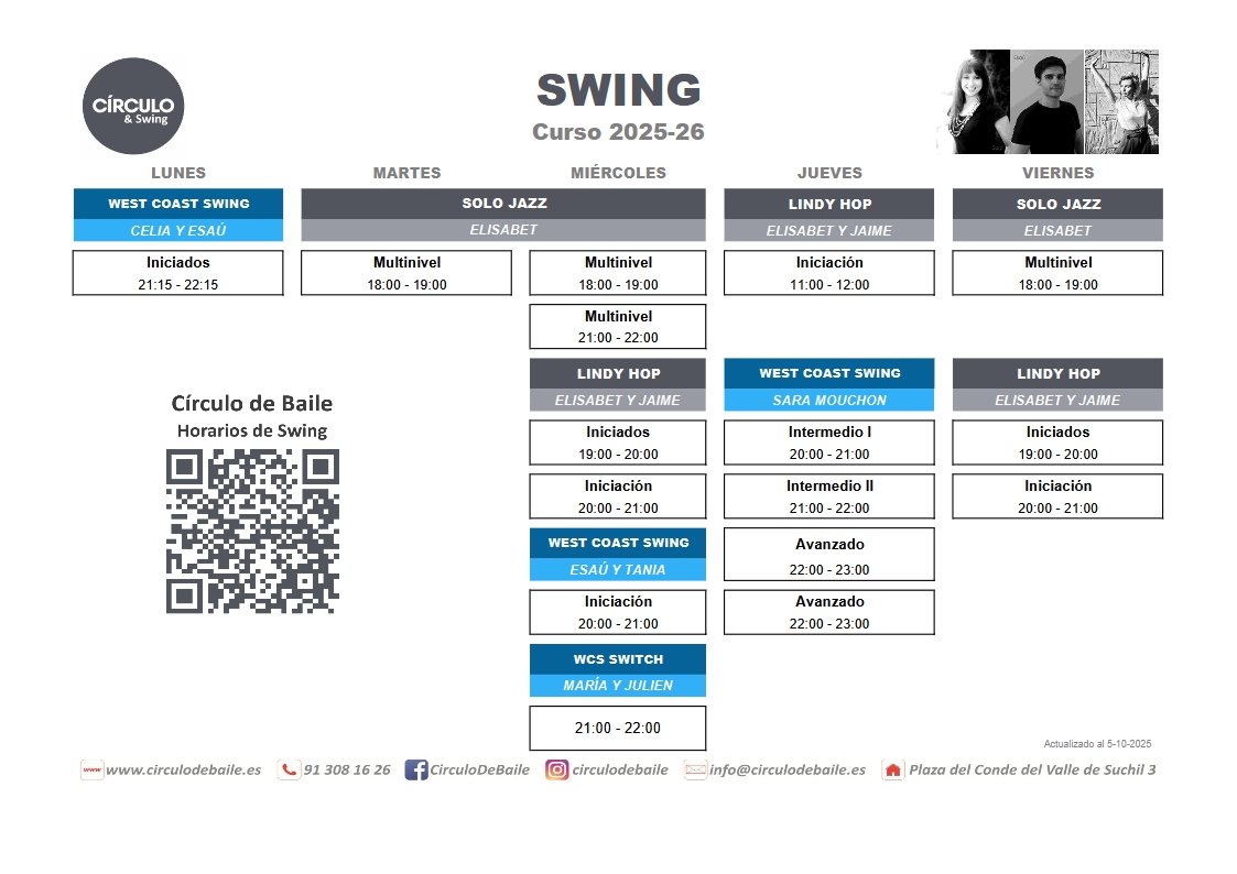 Horarios de Swing en Circulo de Baile