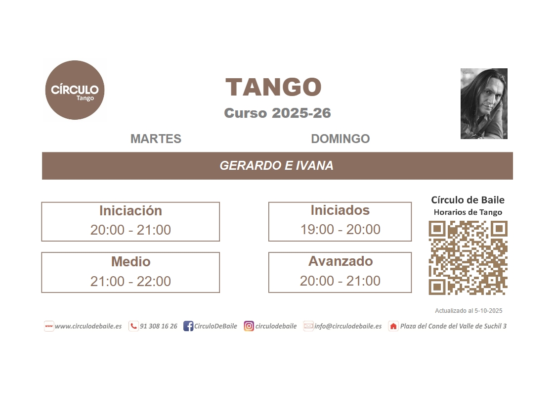 Horarios de Tango en Circulo de Baile